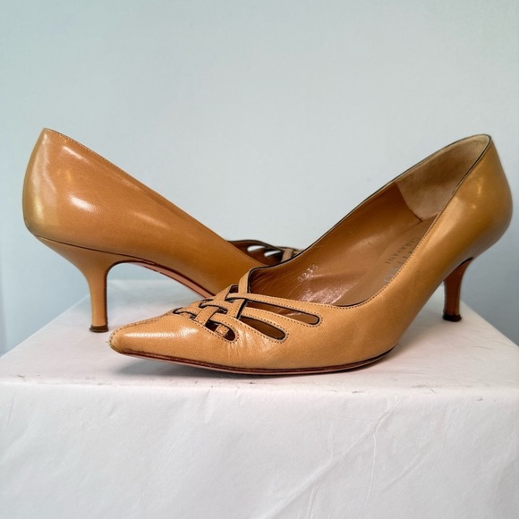 Valentino Garavani Woven Leather Pumps Heels Size 36 Beige - Picture 6 of 8